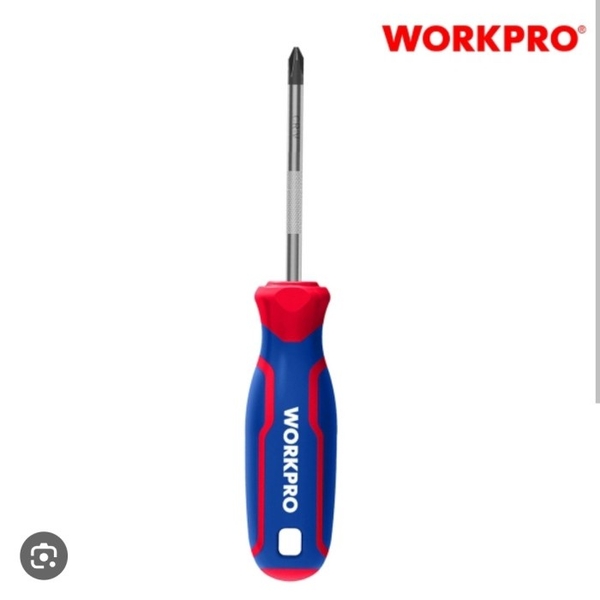 Tua vít đầu hoa thị, tay cầm bọc nhựa cao su 3 màu, chống trơn trượt kích thước PH1x150mm, thép hợp kim CR-V Workpro WP221028