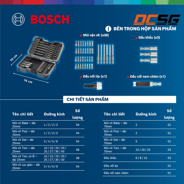 Bộ mũi vít nhiều màu 43 chi tiết Bosch 2607017164