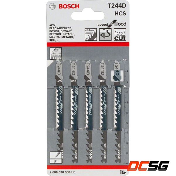 Lưỡi cưa lọng cho cắt lượn cung tròn và nhanh trên gỗ T244D Bosch 2608630058 (01 lưỡi)