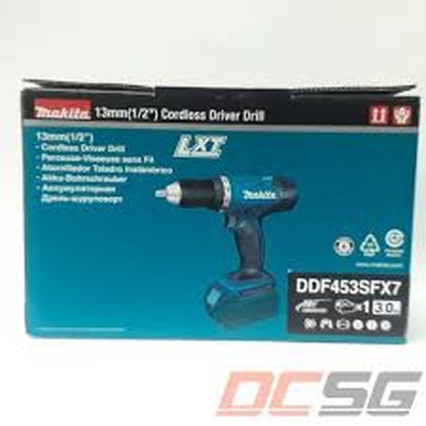 Máy khoan, vặn vít 13/36mm dùng pin 18V Makita DDF453SFX7