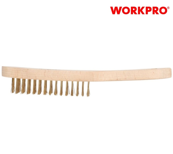 Bàn chải sắt bọc đồng tay cầm bằng gỗ, kích thước 4X15 Workpro WP253004