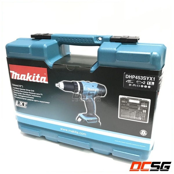 Máy khoan búa, vặn vít 13/36/13mm dùng pin 18V Makita DHP453SYX1