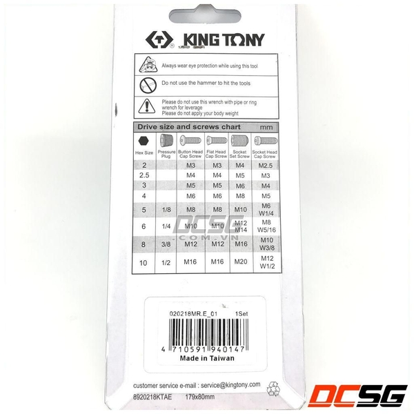 Bộ lục giác gập Kingtony 20218MR (8 chi tiết/bộ)