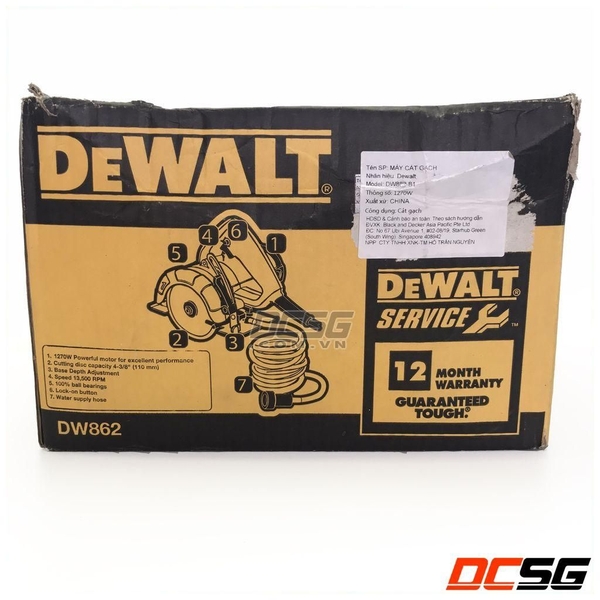 Máy cưa đĩa 110mm dùng điện 1.270W Dewalt DW862-B1