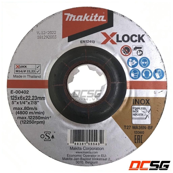 Đá mài cho Inox (X-Lock/125x6.0x22.23mm/WA36N) Makita E-00402
