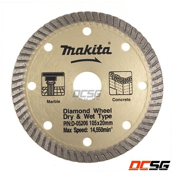 Lưỡi cắt kim cương dợn sóng 105x20mm Makita D-05206