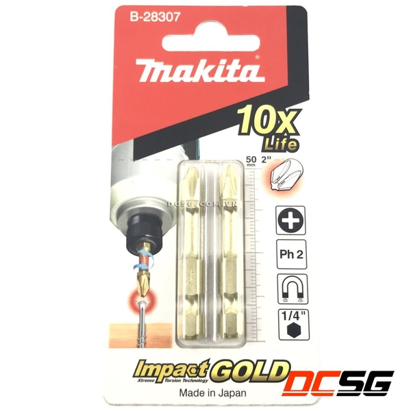 Mũi bắt vít PH2x50mm Impact Gold Makita B-28307 (1 mũi)