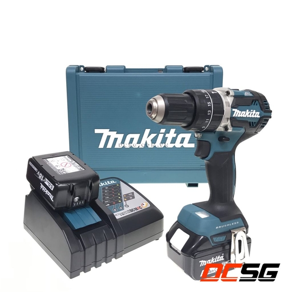 Máy khoan búa, vặn vít 13/38/13mm dùng pin 18V Makita DHP484RTE