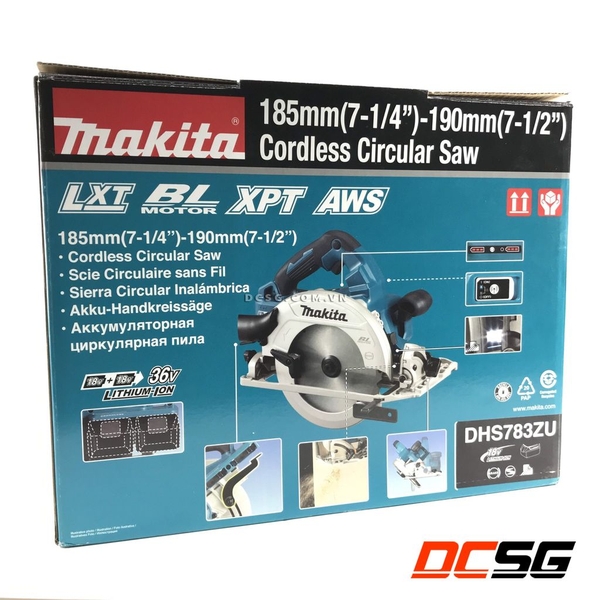 Máy cưa đĩa 190/185mm dùng pin 18Vx2 Makita DHS783ZU (không pin sạc)