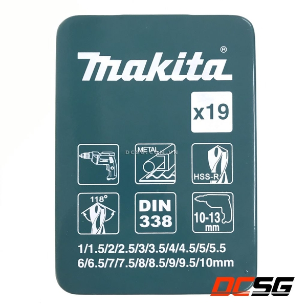 Bộ mũi khoan kim loại 1.0-10mm Hss-R Makita D-54081 (19 chi tiết/bộ)