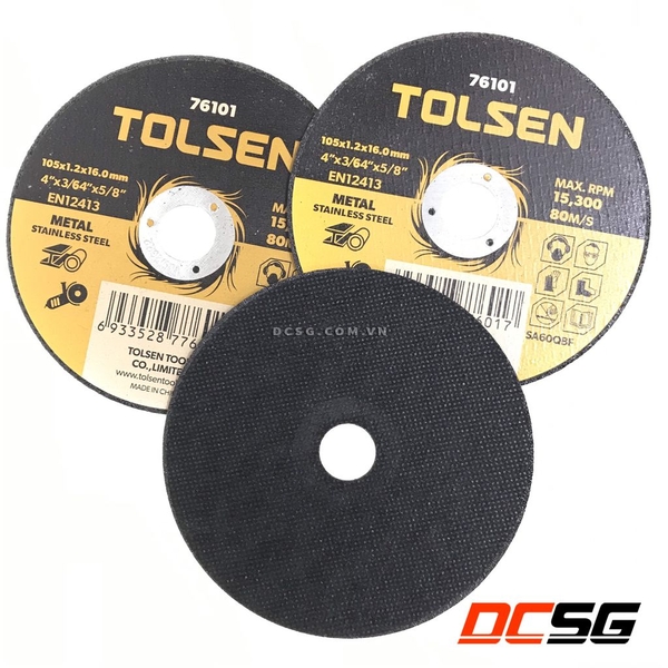 Đĩa cắt sắt & Inox mỏng 105mm Tolsen 76101-3 (3 đĩa)