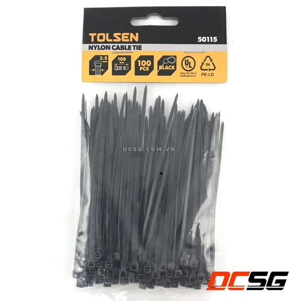 Dây rút nhựa đen 2.5x100mm Tolsen 50115