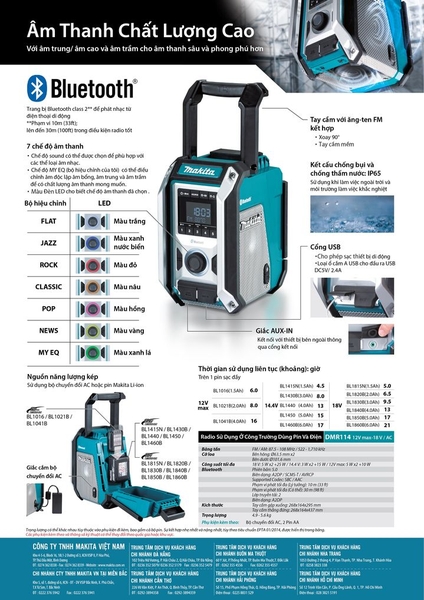 Loa công trường dùng pin và điện Makita DMR114