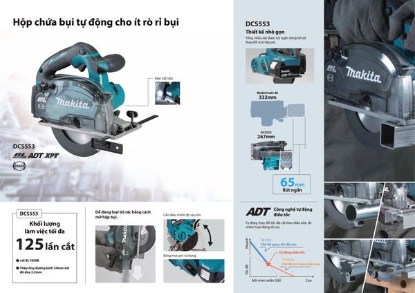 Máy cắt kim loại 150mm dùng pin 18V Makita DCS553Z (không pin sạc)