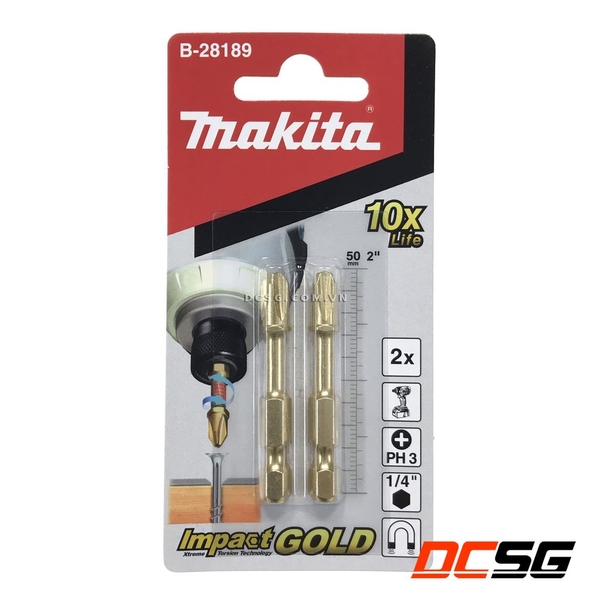 Mũi vít 1 đầu PH3x50mm Torsion Impact Gold Makita B-28189 (1 mũi)