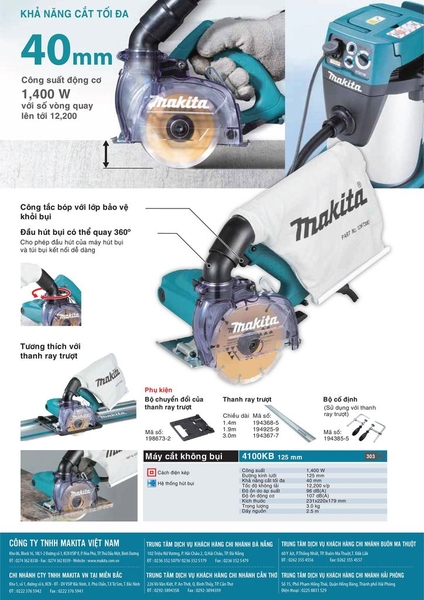 Máy cắt 125mm dùng điện 1400W Makita 4100KB (loại cắt khô)