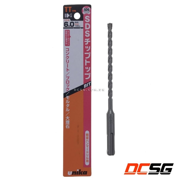 Mũi khoan bê tông 6.0x160mm chuôi gài Sds Plus Unika TT6.0x160