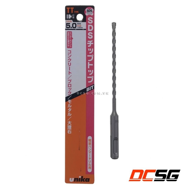 Mũi khoan bê tông 5.0x160mm chuôi gài Sds Plus Unika TT5.0x160