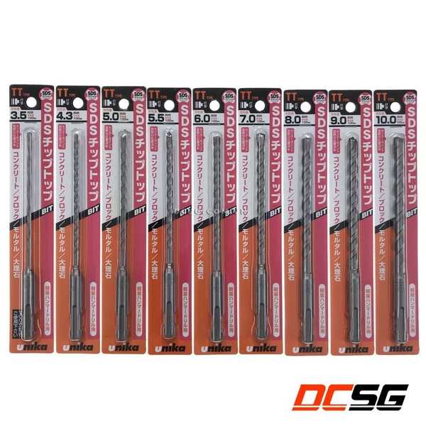 Mũi khoan bê tông 5.0x160mm chuôi gài Sds Plus Unika TT5.0x160