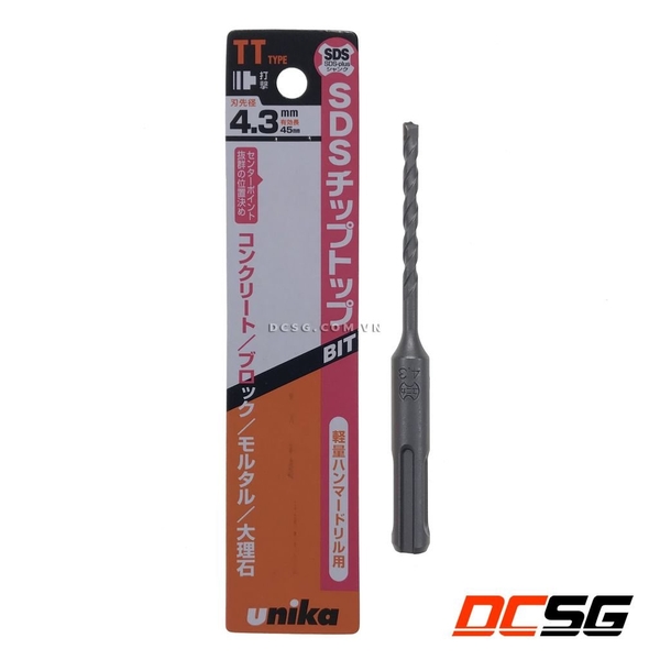 Mũi khoan bê tông 4.3x110mm chuôi gài Sds Plus Unika TT4.3x110