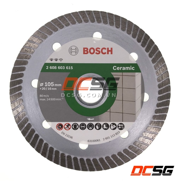 Đĩa cắt kim cương Turbo 105x16mm (ceramic) Bosch 2608603615