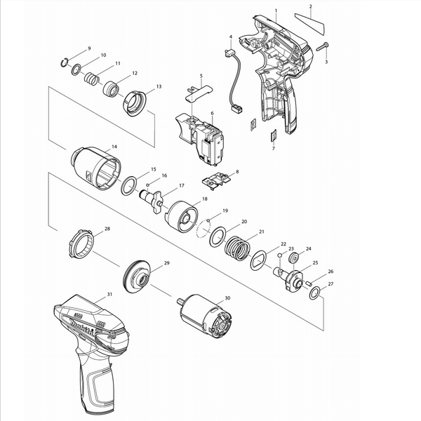 Moto máy pin TW100D/TD090D Makita 629904-3