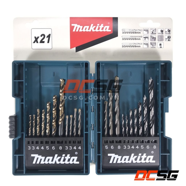 Bộ mũi khoan 21 Cái/bộ (Gỗ, Kim loại, Tường) Makita B-44884