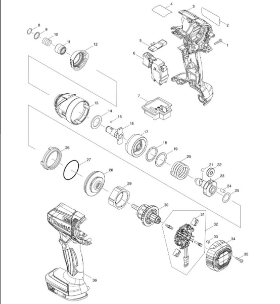 Công tắc máy vặn vít XDT11/ DTD152 Makita 650751-1