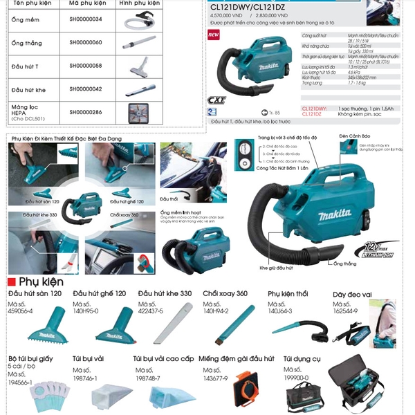 Đầu thổi khe mềm xanh 640mm Makita 140J64-3 cho CL121DZ