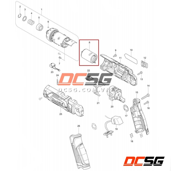 Motor cho máy vít gập 7.2V DF012D Makita 629264-3