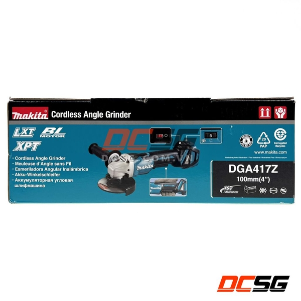 Máy mài góc 100mm dùng pin 18V Makita DGA417Z (Công tắc bóp)