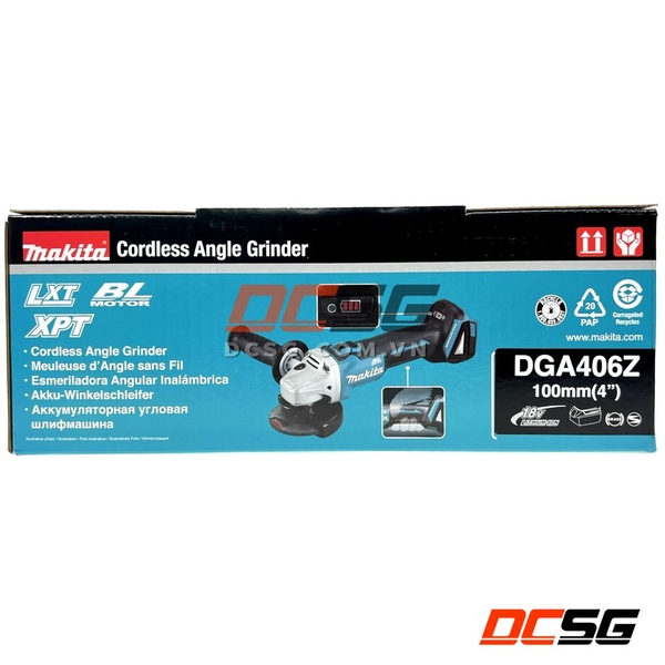 Máy mài góc 100mm dùng pin 18V/ BL Makita DGA406Z (không pin sạc)