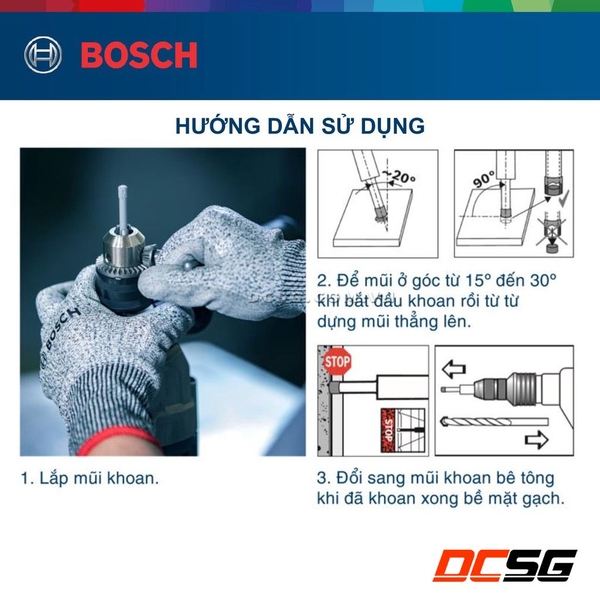 Mũi khoan gạch men, kính 12.0mm Bosch 2608599052