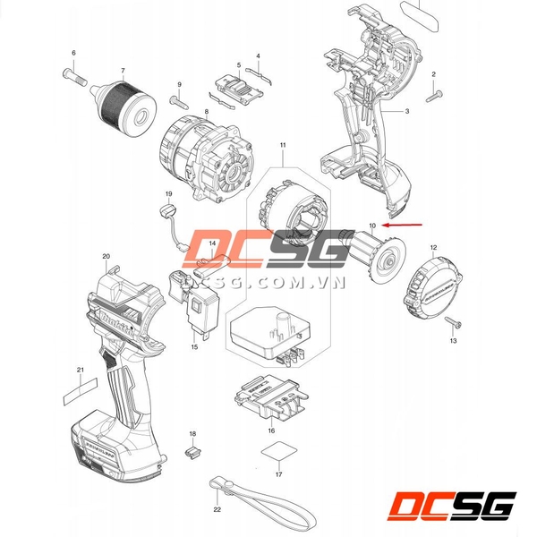 Roto máy khoan DDF486/ DHP486/ XPH14 Makita 619656-4