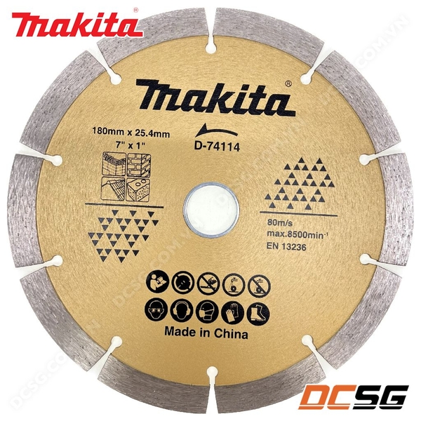 Đĩa cắt kim cương cho bê tông/ tường gạch 180x25.4/22.23mm Makita D-74114