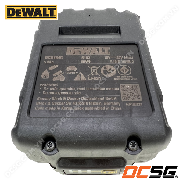 Pin LITHIUM ION XR 20V max 5.0 Ah kháng dầu Dewalt DCB184G-B1