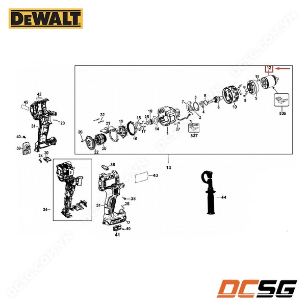 Đầu khoan Autolock 13mm kim loại cho DCD991/ DCD996 DEWALT N454251