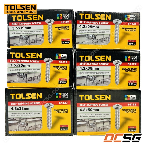 Ốc vít đầu tròn bề mặt mạ kẽm 3.5-4.8mm Tolsen