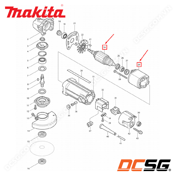 Roto - stator máy mài góc 100mm 9500NB Makita