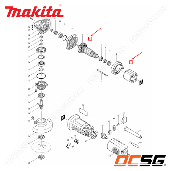 Roto - stato cho máy mài góc 100mm 9553B Makita