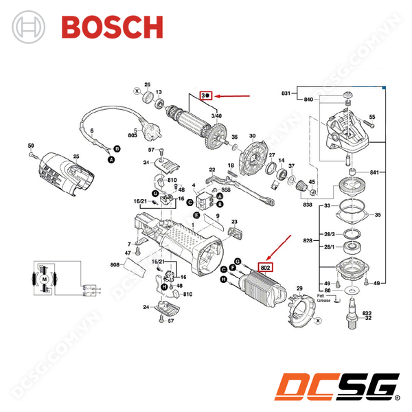 Rotor - sator cho máy mài góc GWS 7-100 Bosch