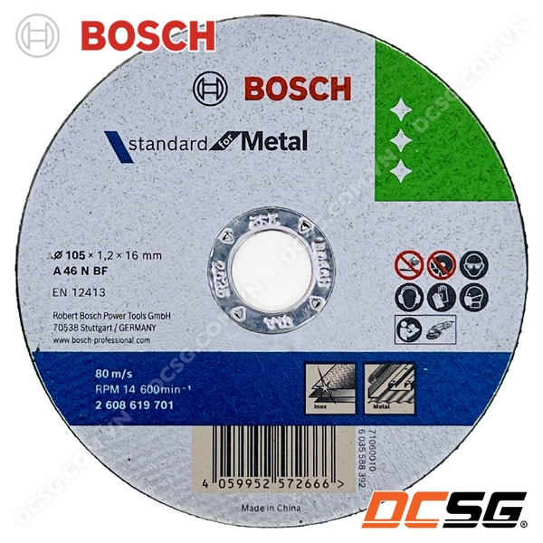Đá cắt sắt 105x1.2x16mm (đá xanh) Bosch 2608619701