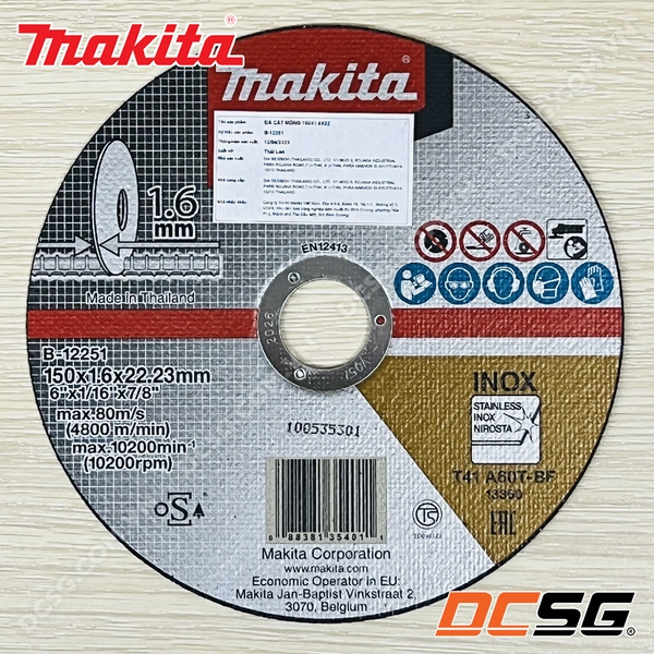 Đá cắt mỏng cho Inox 150x1.6x22.23mm Makita B-12251