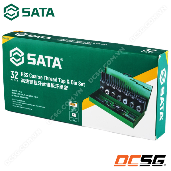 Bộ taro ren trong và ren ngoài kèm bàn ren thép HSS 6542 (32 chi tiết) SATA 50452