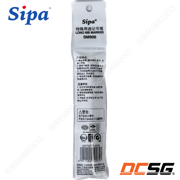 Bút lông đánh dấu ngòi dài 20mm kháng nước và nhanh khô - Dùng cho thợ điện, kim khí SIPA SM906