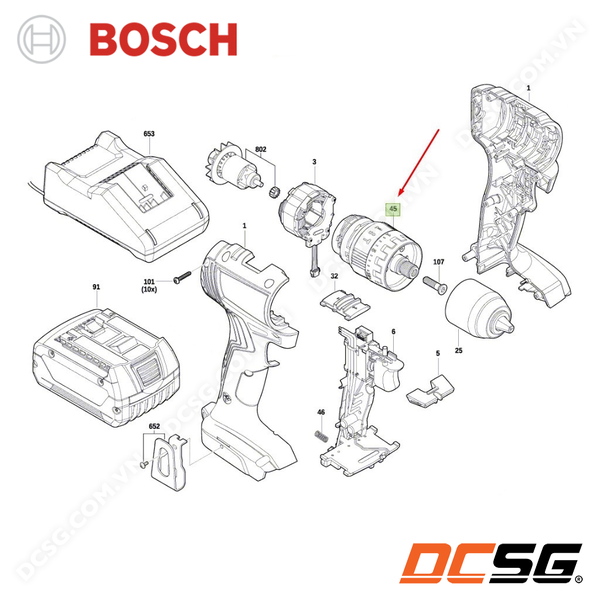 Hộp số GSB 185-LI Bosch 1600A01ZT9