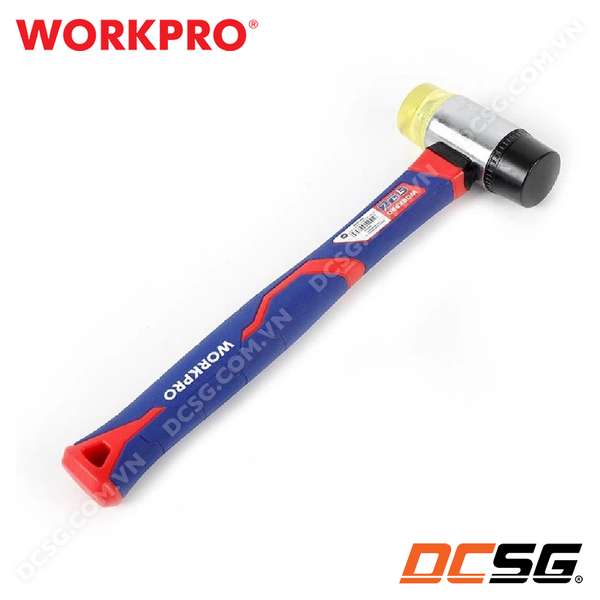 Búa cao su 2 đầu vàng đen tay cầm sợi thử tinh Workpro WP241036