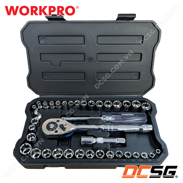 Bộ đầu tuýp và cần siết 1/4 inch và 3/8 inch (1 SET = 39 cái) Workpro WP202536