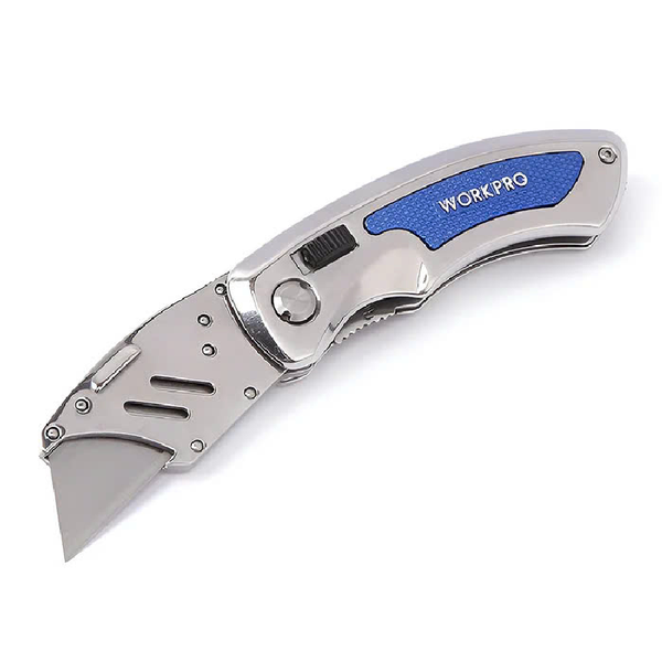 Dao tiện ích có lưỡi cắt gắp gọn, cán bằng thép không gỉ Workpro - WP211007