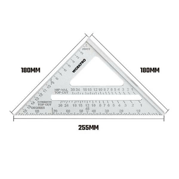 Thước đo góc vuông hình tam giác 180mm Workpro WP264007